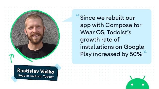 借助 Compose for Wear OS，Todoist 安装增长率提高了 50%