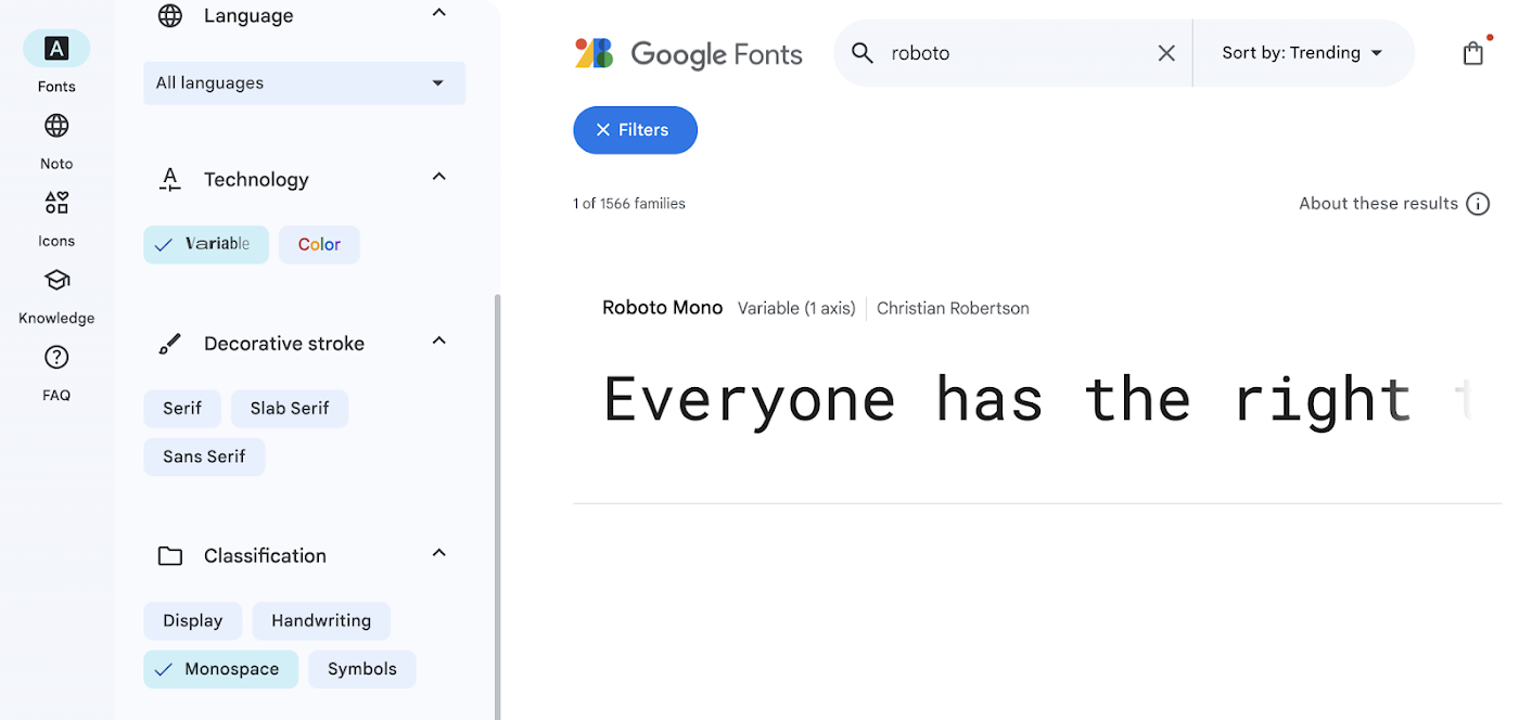 全新的Google Fonts网站：总能找到你想要的